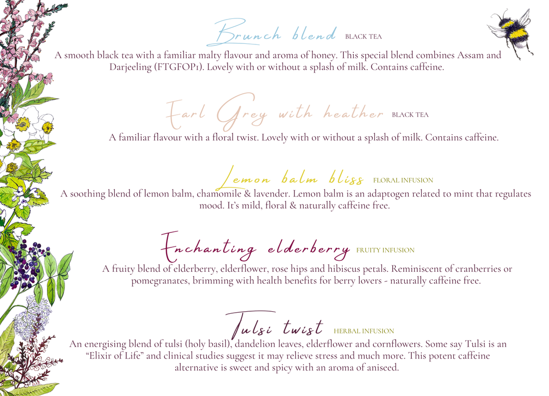 Our tea menu & a little more about us