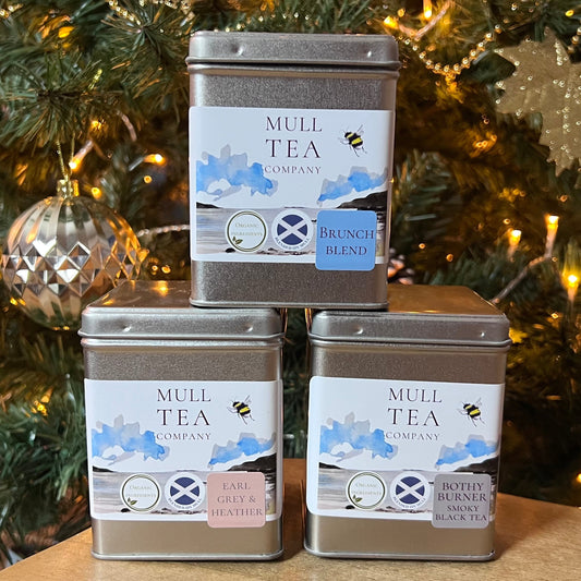 Trio of tin caddys organic tea gift set - breakfast teas