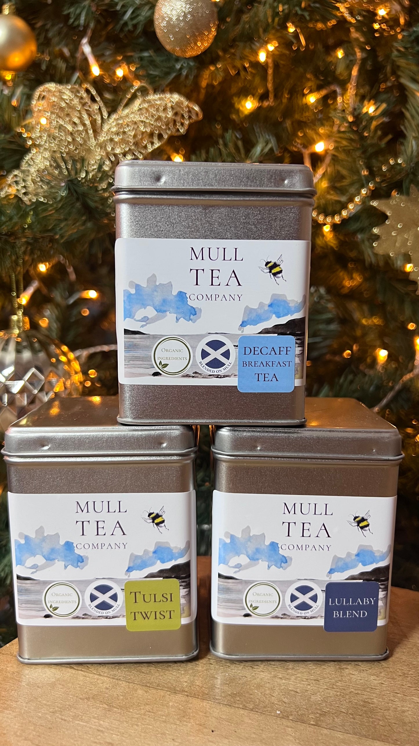 Trio of tin caddys organic tea gift set - Caffeine free