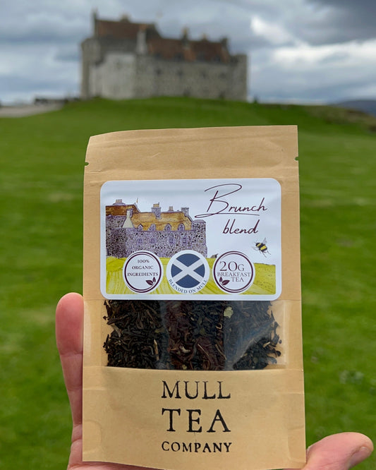 Organic breakfast tea Duart castle label by the Mull tea company