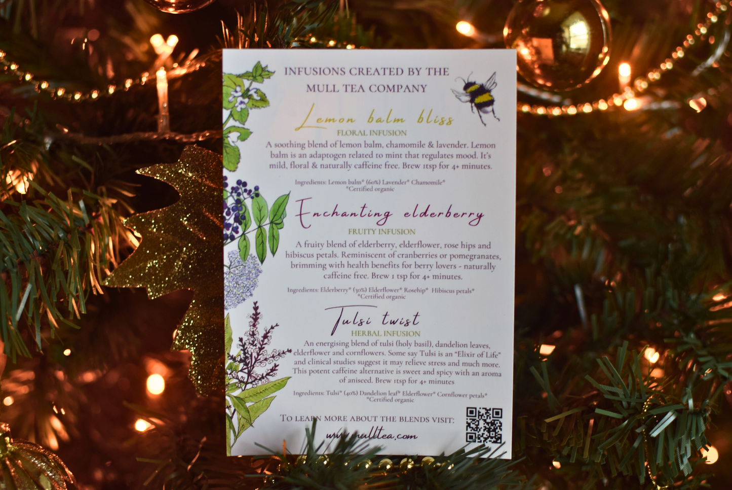 Trio of tin caddys organic tea gift set - herbal infusions